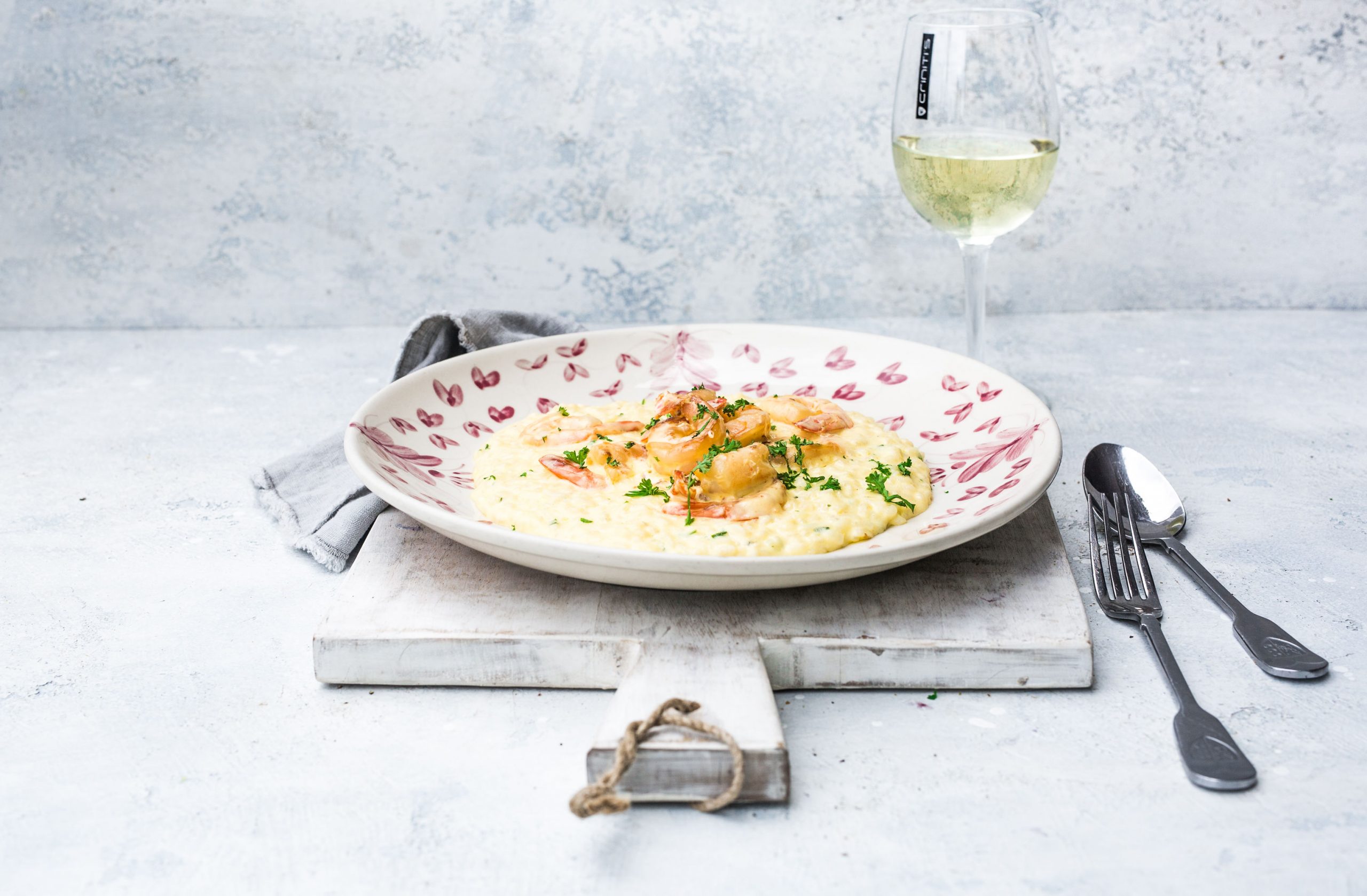 garlic cream prawns risotto