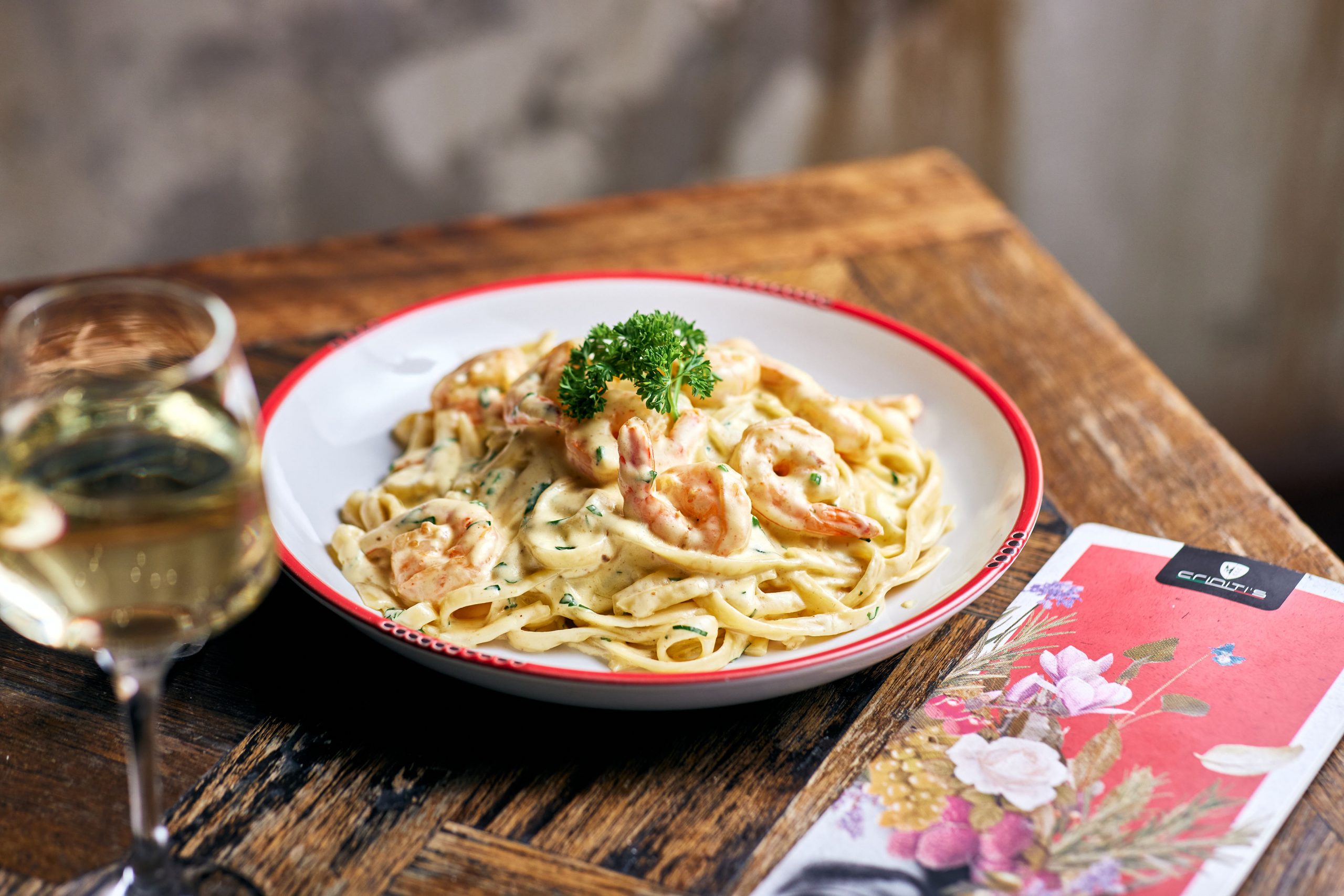fettuccine prawn alfredo